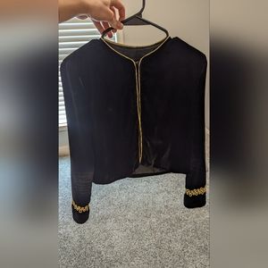 Zara Black & Gold Velvet Jacket size S/M